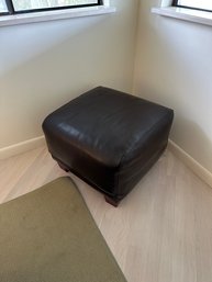 Vintage Brown Leather Ottoman Footstool