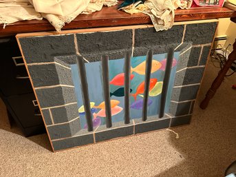 Hand Painted Artwork Of Fish Behind Bars