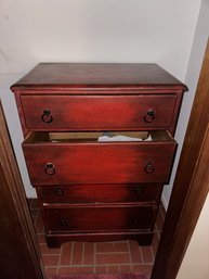 Antique Continental Red 4 Drawers Dresser