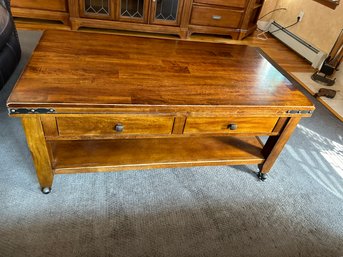 Solid Wood Coffee Table With 2 Drawers