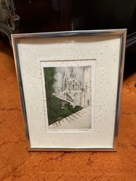 Antique Art Work Of A Tomb Framed - Signed And Numbered