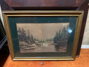 Mountain Stream Forrest Art Work Framed