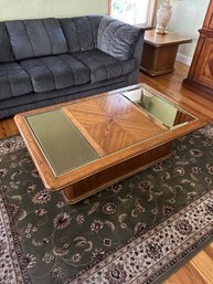 Wooden Coffee Table With 2 Glass On Top