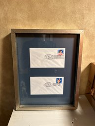 Pair Of US Stamps And Envelopes Framed