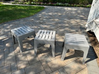 3 Set Of Gray Square Resin Stackable Side Table