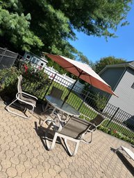 Patio Set With Folding Umbrella