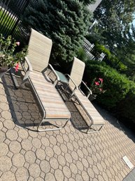 Lounge Chairs With Glass Top Table Back Rest Is Adjustable (Flat To Straight Up)