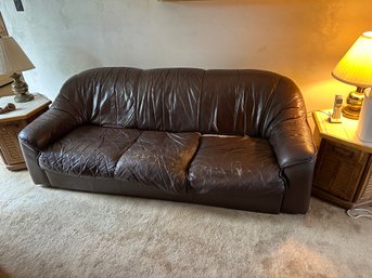 Vintage Italian Large Bonheur Leather Sofa