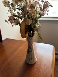 Pretty Artificial Flowers In Tall Ceramic Vase