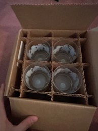 Set Of 4 Princess House Skating Bear Glasses Box