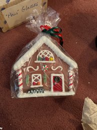 Vintage Gingerbread House Ceramic House Candle