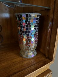 Vintage Color Mirrored Mosaic Glass Vase