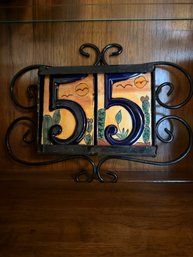 Pretty Ceramic Number Tile Iron Framed 55