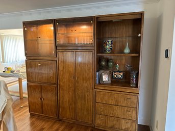 DREXEL HERITAGE Beautiful Vintage Campaign Sideboard And Wall Unit Cabinet Comes Apart In Modules