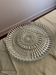 Vintage Large Divided Relish Dish Clear Glass