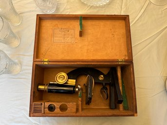 Vintage Microscope With Box