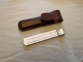 Antique Pocket Slide Ruler With Case