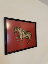 Pretty Antique Framed Horse Artwork
