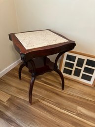 Vintage French Regency Style Lamp End Table With Marble
