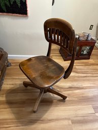 NASSAU COUNTY COURTS Vintage Mahogany Wood Rolling Swivel Chair