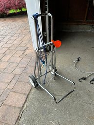 Vintage Stainless Silver Foldable Suitcase Trolley On Wheels
