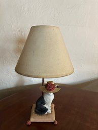 Vintage Rare Table Lamp Cat On A Pillow With Hat