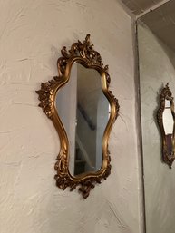 Large Vintage Oval Scalloped Wall Hanging Gold Mirror Frame