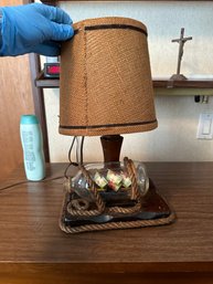 Vintage Decorative Table Lamp With Ship Inside The Bottle Design