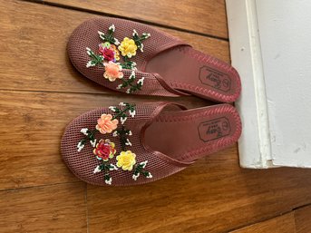 Floral Slippers Slides Slip On Flats