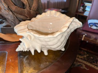 Vintage White Conch Shell Planter