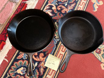 Sets Of 2 Griswold And Vintage Cast Iron Skillet Stove Oven Fry Pan