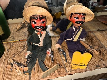 A Pair Of Vintage Mexican Marionette Puppet