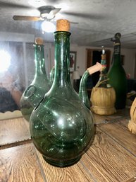 Vintage Italian Blown Green Glass Wine Decanter