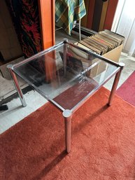 Mid-Century Modern Milo Baughman Style Chrome Side Table