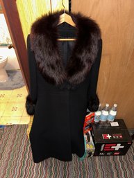 Wool Coat W/mink Collar