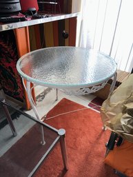 Iron And Round Glass Side Table