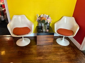 UPDATED Early Pair Of Alcoa Eero Saarinen For Knoll Tulip Chairs With Armrest