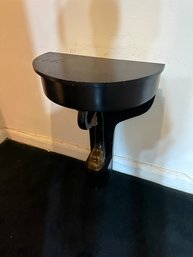 Moon-Shaped Black Side Table With Gold Dragon Snake Decoration  And Lid