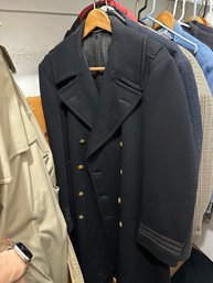 Vintage US Navy Bridge Coat  Long Peacoat, Rain Proof, Tailored By D. Klein & Bro Inc.