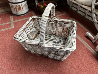 Large Decorative Rustic Style Picnic Hamper Basket With Loop Handles