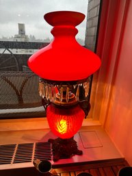 Vintage Ruby Red Mid Century Modern Lamp