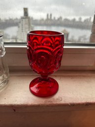 Vintage Red Moon And Star Goblet Glass