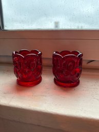 Vintage Moon & Stars Red Toothpick Holders