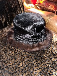 Black And Grey Real Fur Winter Hat Custom Georgia Hughes New York Handmade