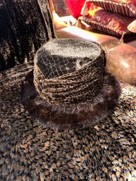 Brown Fur Real Wide Brim Hat Custom Georgia Hughes New York Handmade