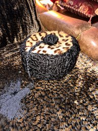 Vintage Women's Hat Pillbox Leopard Fur Custom Georgia Hughes New York Handmade