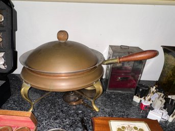 Vintage Complete Copper/Brass Fondue Pot Chaffing Dish Mid Century