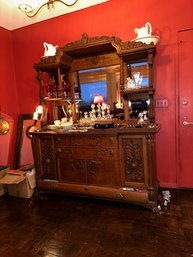 Antique Walnut Buffett With Mirror