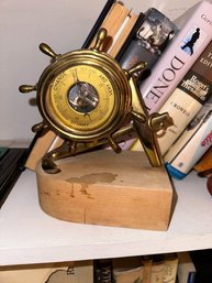 Antique Plymouth Selsi Ship's Wheel & Anchor Barometer