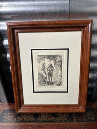Antique Adam And Eve By After Rembrandt Framed Reprint Engraving